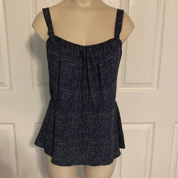 CAbi Navy & White Peplum Tank Style #403  Size 8 - Picture 1 of 16